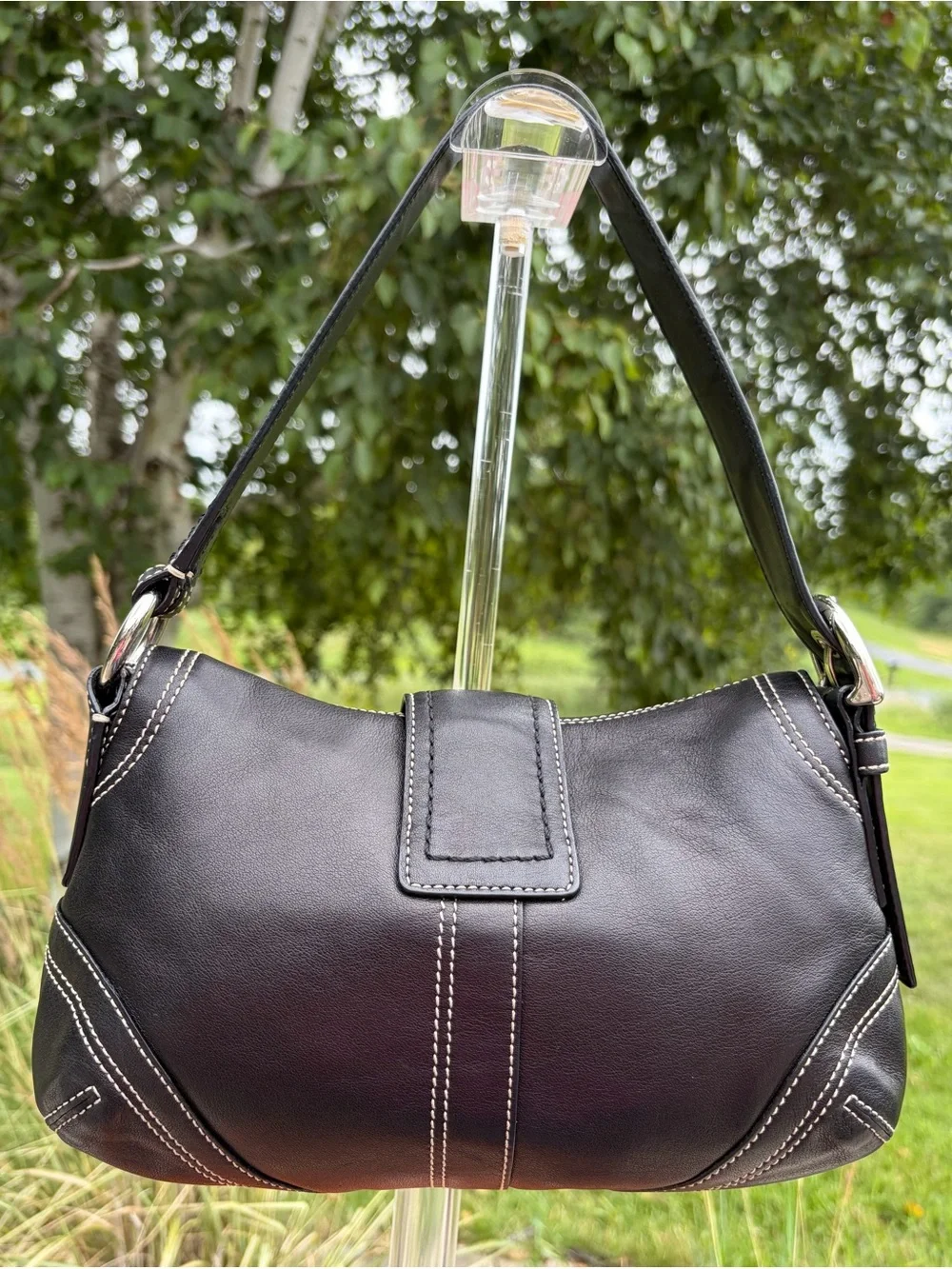 Vintage COACH Soho Flap Shoulder Bag Black Leather 10316 - Picture 10 of 17